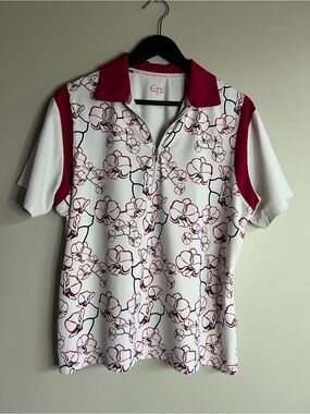 Cracked wheat women’s size large floral, white and pink golf tennis shirt